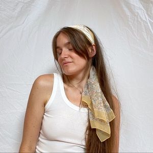 SOLD VTG Cottagecore Sheer Yellow Hair Scarf